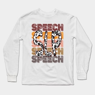 Speech Language Pathologist Stacked Cheetah Leopard Back to School Long Sleeve T-Shirt